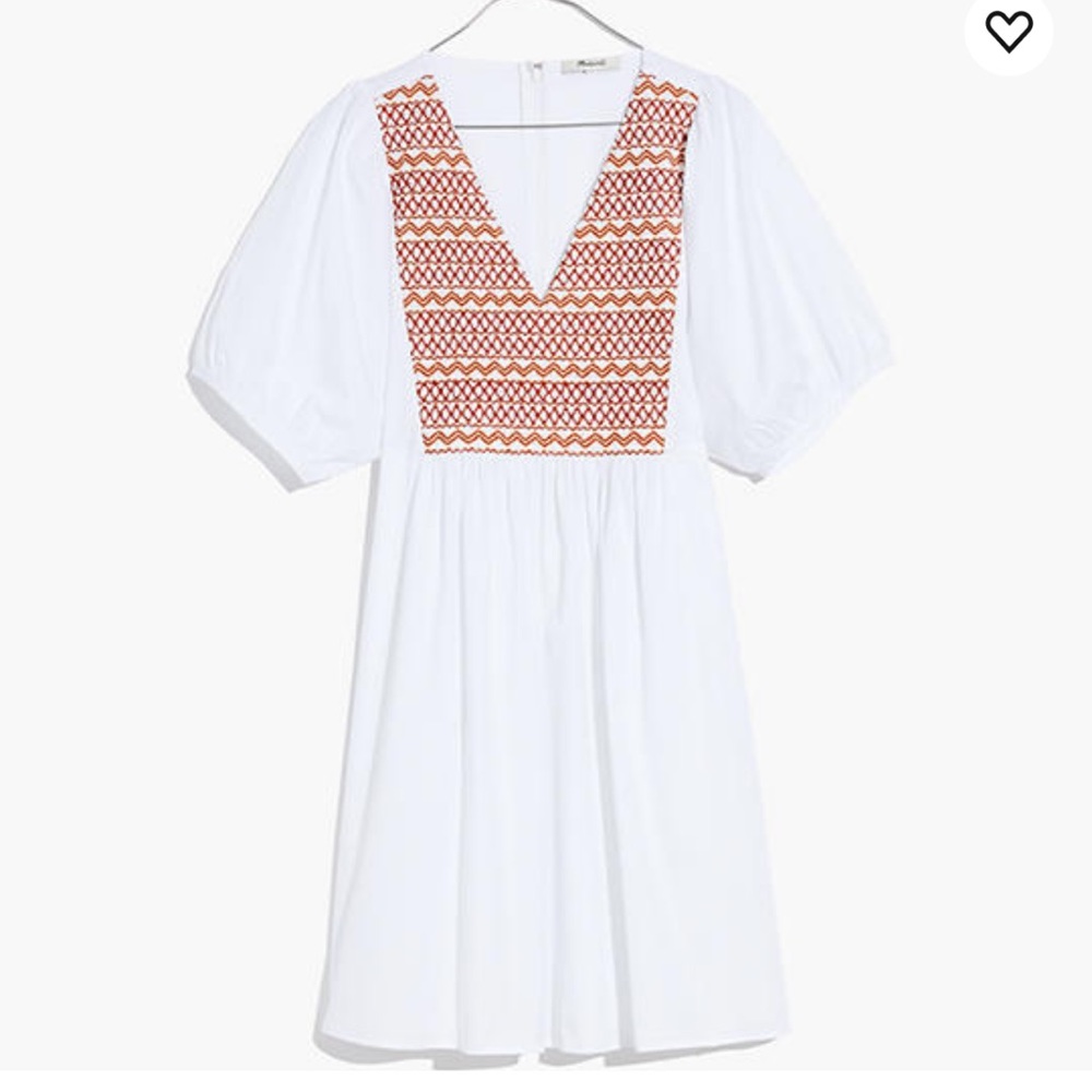 Madewell NWT embroidered poplin v neck mini dress